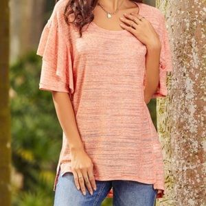 Ruffle Sleeve Scoop Neck Tunic
